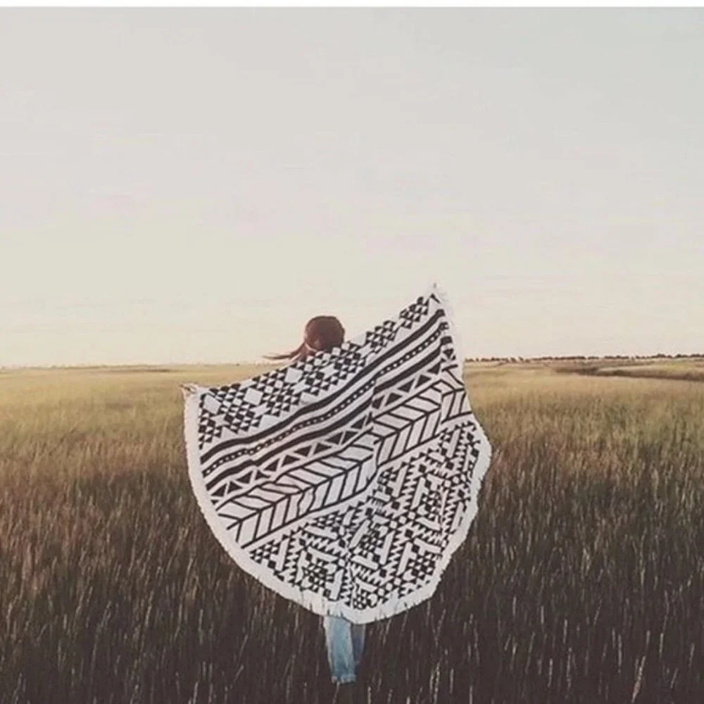 Aztec Tassel Retro Geometric Beach/Yoga/Room Blanket/Mat for Outdoors/Bedroom
